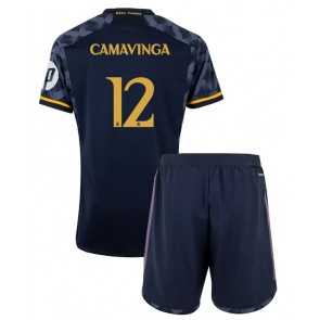 Real Madrid Eduardo Camavinga #12 Gostujuci Dres za Dječji 2023-24 Kratak Rukavima (+ kratke hlače)